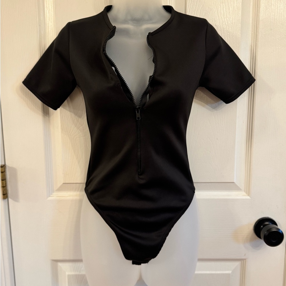 PrettyLittleThing Black Bodysuit with Zipper